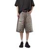 Jeans American Retro High Street Transfronteiriço da Amazon Calças de Verão Shorts Jeans Estampados de Leopardo Calças Largas de Comprimento Médio para Mulheres