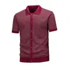 Comercio Exterior Talla Europea Verano Hombre Manga Corta Polo Botones Cárdigan Estilo Old Money Camiseta de Punto para el Día a Día Top Versátil
