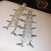 A Nobre Filha de Monet~Brincos de Franja Gota de Diamante Cravejados com Agulhas de Prata, Brincos de Alto Padrão Estilo Socialite, Acessórios de Orelha Luxuosos Estilo Leve Luxo