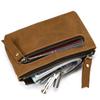 Porta-moedas de couro genuíno com chaveiro, bolsa com três zíperes, porta-cartões com zíper de couro de vaca, bolsa para moedas, entrega de uma peça, bolsa prata quebrada