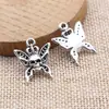 21X17Mm 1.8g Plata Antigua Comercio Exterior Aliexpress Modelo Más Vendido Se Puede Hacer Clic con Calavera de Pedrería Mariposa Colgante