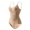 Con Almohadillas en el PechoBody moldeador tipo camisola transfronterizo con soporte para el pecho, control de abdomen, levantamiento de glúteos, doble cierre, diseño de entrepierna triangular