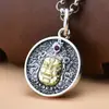 Plata Esterlina S925 Diseño de Personalidad de Moda Zakilam Bodhicitta Colgante Amarillo Dios de la Riqueza para Hombre y Mujer Colgante Cadena de Dinero Biografía Xizang