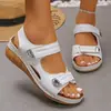 Sandalias Cuña Transfronterizas Europeas y Americanas 2026 Nuevas para Mujer Velcro Suela Gruesa Boca de Pez Correa Única Casual Moda Calzado para Mujer