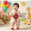 Nuevo Mono Floral Estilo Tang para Primavera y Otoño para Bebés, Conjunto de una Pieza Unisex, Traje de Gateo Estilo Chino para Primer Mes y Niños de Un Año