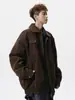 Chaqueta de cuero casual de alta calidad para hombre, estilo americano de otoño, diseño holgado, chaqueta de trabajo, marca de moda, abrigo de cuero versátil con cuello de solapa