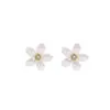 Brincos de Florzinhas Pequenas Estilo Japonês e Coreano Agulha de Prata Brincos de Pérola Nicho Acessível Luxo High-End Brincos Gentis Elegantes para Mulheres