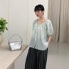 Camisa de Manga Curta de Verão Coreana 6UP Feminina 2024 Guangzhou Treze Linhas Nova Minimalista Versátil para o Trabalho Slim 89525