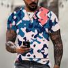 Cross-border Factory Atacado Masculino 3D Print Manga Curta T-Shirt Top Tamanho Grande Masculino Crewneck Camuflagem T-Shirt