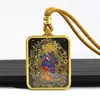 Pingente Thangka Estilo Xizang Semi-Pintado à Mão com Incrustação de Ouro Apresentando o Grande Deus da Riqueza do Céu Negro Negro, Adequado para Homens e Mulheres