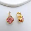 Cobre Chapado en Oro Rosa Nieve Zirconia Corte Rosa Cierre Universal Colgante Pulsera Hecha a Mano DIY Collar Accesorios de Joyería