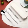 Internet Red Spoon Louça de Mesa Portuguesa Aço Inoxidável Portátil Conjunto de Três Peças Colher Garfo Hashi Garfo Coreano Colher Hashi Conjunto