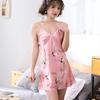 Camisón de Seda de Hielo Fina Transfronterizo de Primavera y Otoño para Mujer con Estampado de Grullas Tirantes Sexy Pijama de Verano Ropa para el Hogar de Imitación de Seda