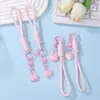 Pingente de chaveiro de bolo com alça para celular rosa, acessório de alça trançada anti-perda para bolsa e celular, atacado em estoque