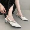 2025 Nuevo Diseño Francés Charol Punta Fina Boca Baja Hebilla de Cinturón Tacones Altos Suela Suave Zapatos de Tacón de Aguja para Mujer