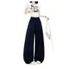 Calça Feminina de Algodão Ecológico Selecionado com Cuidado, Perna Curva, Nova Coleção Outono, Cintura Alta, Emagrecimento, Perna Larga, Solta, Moda, Para Pessoas Altas, Calça Casual