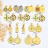 Accesorios antiguos de gota de aceite de oro con incrustaciones de colgante de mantra de seis caracteres colgante Zakilam giratorio accesorios de cuentas diy