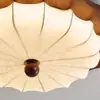 Luminária de teto vintage em tecido estilo francês para quarto, luminária de estudo de alto padrão com acabamento em madeira de nogueira retro americano casa