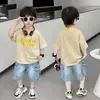 Conjunto Infantil para Meninos, Estiloso e Legal, Estilo de Rua, Roupas de Verão, Novo Estilo 2026, 1-3 Anos, Roupas para Crianças Pequenas, Roupas de Bebê Menino de Manga Curta