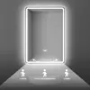 Espejo de Baño Inteligente Montado en Pared Espejo de Baño para el Hogar con Luz, Pantalla Táctil, Antivaho, Espejo Iluminado LED