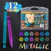 Marcador Metálico Pluma para Diario DIY Tarjeta de Felicitación Pluma para Maquetas Colorear Punta Suave Marcador Acrílico Impermeable Pluma de Caligrafía