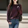 Nueva colección otoño/invierno: Suéter de punto 100% lana pura, mangas largas tipo murciélago, color liso, corte holgado, estilo casual, moderno para el trabajo