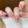 Unhas Usáveis Feitas à Mão, 10 Peças, Oval Médio Cor Nude Laço Esculpido Estéreo Manicure, Unhas Usáveis Pré-Fabricadas