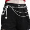 Cadena de cuerpo de aleación de personalidad de moda con colgante de borla de luna y cadena lateral de onda para cintura hip hop sexy multicapa para mujer
