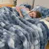 Manta tie-dye manta con estampado de conejo rex sintético manta de burbujas de forro polar manta doble cara engrosada manta para siesta en la oficina manta para sofá