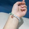 Pedra Olho de Gato Branco com Fonte de Sal Pulseira de Pêssego, Simples e Versátil, Pulseira de Design Exquisito, Joia Feminina