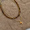 Collar de Perlas Apiladas de Doble Capa Retro para Mujer Otoño e Invierno Sin Color Lujo Ligero Nicho Cadena de Lana Joyería Versátil