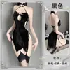 Qianai Flor de Ciruelo Bordado Pierna Alta Sexy Espalda Descubierta Traje Cheongsam Tentación Caliente Lencería Sexy Uniforme Femenino 1076