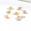 Conector de pulsera y collar redondo abierto de doble colgante chapado en oro real de 18 quilates que conserva el color, accesorios para joyería DIY