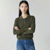 Elegante Suéter de Caxemira com Gola Polo Outono e Inverno Novo Suéter Feminino Slim para Usar por Baixo Estilo Coreano Suéter Curto