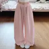 Calça larga estampada de bolinhas com estrelas, estilo americano, para mulheres, primavera e outono, solta, modeladora, casual, relaxada, adequada para dançar, calça casual de corte curvo