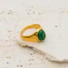 Anillo de Moda Simple Hip-hop Ágata Estilo Frío Sencillo 2022 Niche ins Retro Acero de Titanio Chapado en Oro de 18K para Mujer