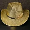 Chapéu de Cowboy Ocidental Europeu e Americano Novo com Lantejoulas, Chapéu de Outono e Inverno de Alta Qualidade, Acessórios de Espinha de Peixe para Mulheres, Chapéu de Festa de Carnaval
