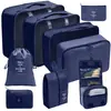 Set organizador de viaje premium, incluye 11 piezas: bolsas para guardar ropa, bolsas con cordón, bolsas para cosméticos y artículos de tocador, y bolsas de malla plegables para almacenamiento