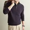 Suéter de Punto para Hombre 2026 Otoño/Invierno Cuello Alto Cremallera Jersey Suéter de Lana Estilo Old Money Color Sólido Jacquard Suéter Grueso