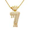 Colgante Digital de Corona de Venta Caliente Transfronterizo Collar Personalizado Cobre Incrustado con Zirconia Joyería Hip-Hop Chapado en Oro de 18K Joyería de Moda