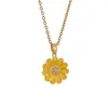 Luz colgante de flor de margarita amarilla con goteo de aceite transfronteriza europea y americana, collar de lujo para mujer, cadena para clavícula fresca de verano, no se desvanece