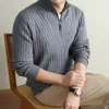 Suéter de Punto para Hombre 2026 Otoño/Invierno Media Cremallera Cuello Alto Pulóver Suéter de Lana Estilo Old Money Suéter de Negocios Cuello Semi Alto