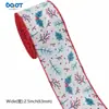 Fita de Natal com Borda de Arame de Natal Tecido Imitando Linho com Guirlanda de Natal Fita Decorativa para Embalagem de Caixa de Presente