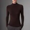 Primera línea de prêt-à-porter Yangzi de lana fina 100% para mujer, cuello semi-alto, corte ajustado, efecto adelgazante, suéter de punto
