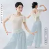 Traje de Dança Clássica com Gola Franzida e Mangas Curtas Flutuantes, Vestido Etéreo de Tule para Ballet, Roupa de Dança Fluida para Apresentações Diárias