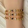 Pulsera de Zirconia Colorida para Mujer, Galvanizado en Oro Real, Lujo Ligero, Nicho, Gama Alta, Moderna, Versátil, Pulsera de Temperamento, Pulsera