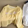 Lemon Tree Girls Outono Novo Estilo Crianças Mori-kei Estampa de Desenho Algodão Solto Camiseta Top Camada Base Roupas de Outono Camiseta
