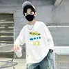Camiseta de manga larga para niño 2026 nueva primavera y otoño de algodón puro, top casual versátil para niños mayores, camiseta de moda