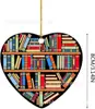 23 Novas Decorações de Natal Amantes de Livros Coração Decorações de Bibliotecário Penduricalhos para Carro Decorações para Casa