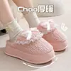 Pantuflas de algodón para mujer invierno 2026 nuevas cálidas de invierno para interior en casa con lazo suela gruesa pantuflas invierno